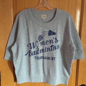NWT J.Crew 1/2 sleeve Vintage Cotton Terry "Badminton" Sweatshirt Top Sz. Medium